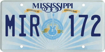 MS license plate MIR172