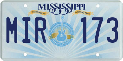 MS license plate MIR173