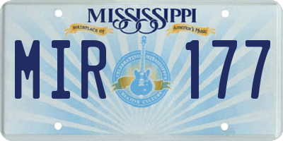 MS license plate MIR177