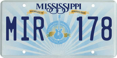 MS license plate MIR178
