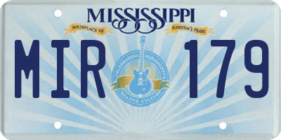 MS license plate MIR179