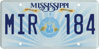MS license plate MIR184