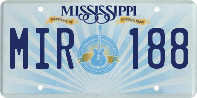 MS license plate MIR188