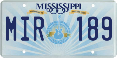 MS license plate MIR189