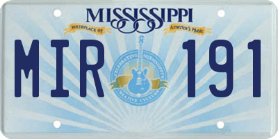MS license plate MIR191