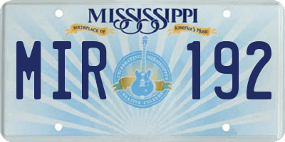 MS license plate MIR192