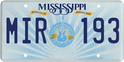 MS license plate MIR193
