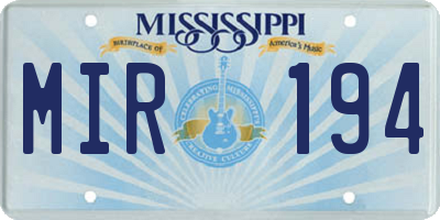 MS license plate MIR194