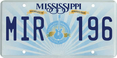 MS license plate MIR196