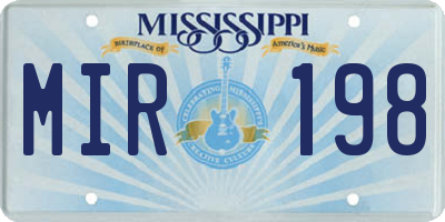 MS license plate MIR198