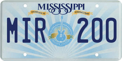 MS license plate MIR200