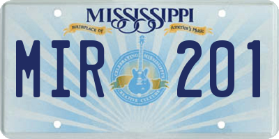 MS license plate MIR201