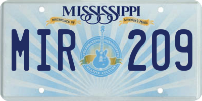 MS license plate MIR209