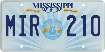 MS license plate MIR210