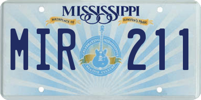 MS license plate MIR211
