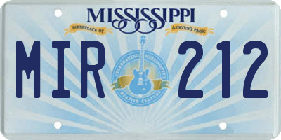 MS license plate MIR212