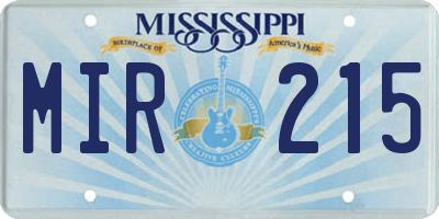 MS license plate MIR215