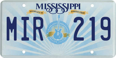 MS license plate MIR219