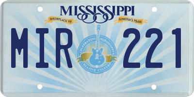 MS license plate MIR221