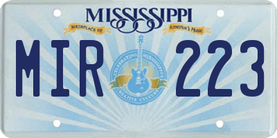 MS license plate MIR223