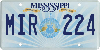 MS license plate MIR224