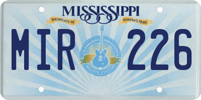MS license plate MIR226