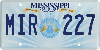 MS license plate MIR227