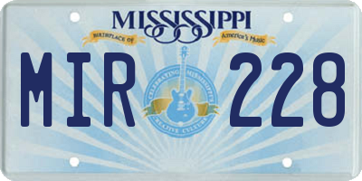 MS license plate MIR228