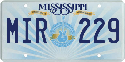 MS license plate MIR229