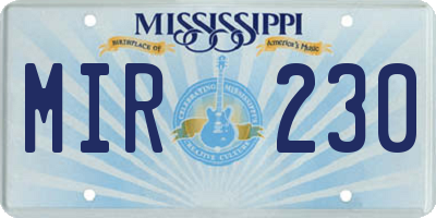 MS license plate MIR230
