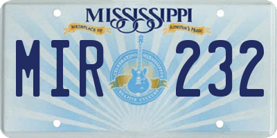 MS license plate MIR232