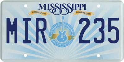 MS license plate MIR235