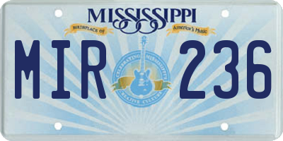 MS license plate MIR236