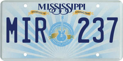 MS license plate MIR237