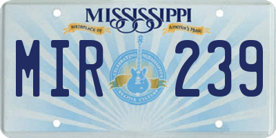 MS license plate MIR239