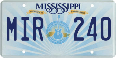 MS license plate MIR240