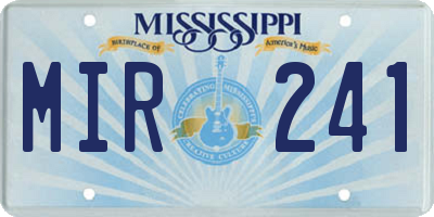 MS license plate MIR241