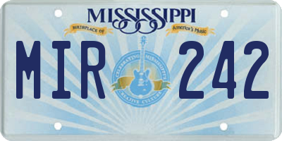 MS license plate MIR242