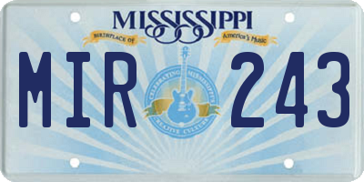 MS license plate MIR243