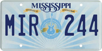 MS license plate MIR244