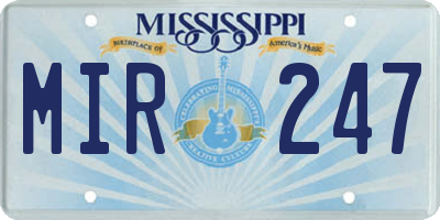 MS license plate MIR247