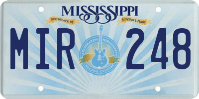 MS license plate MIR248