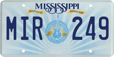 MS license plate MIR249