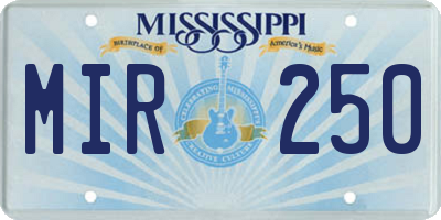 MS license plate MIR250