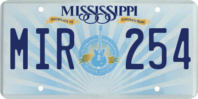MS license plate MIR254
