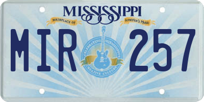 MS license plate MIR257