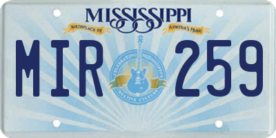 MS license plate MIR259