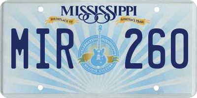 MS license plate MIR260