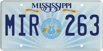 MS license plate MIR263