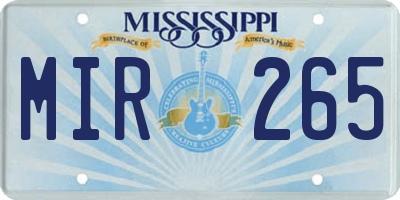 MS license plate MIR265
